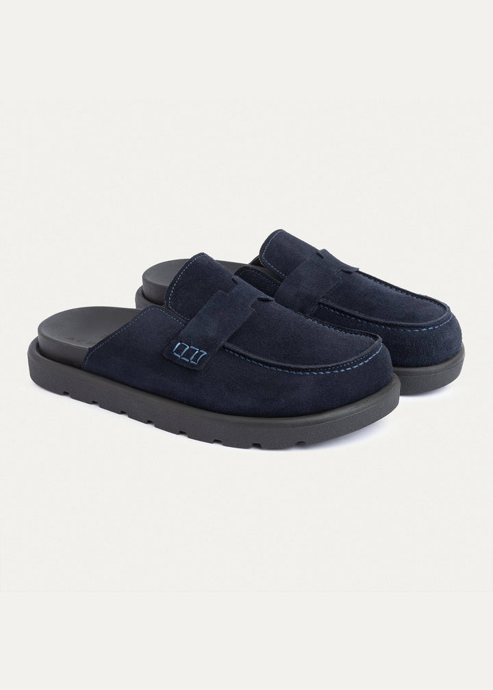 Achilles Suede Slip-On Loafer Mule | Navy Blue