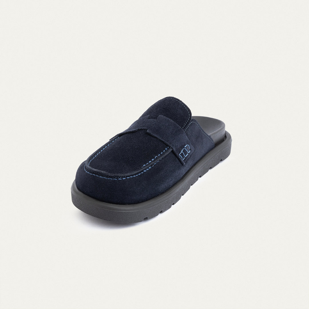 Achilles Suede Slip-On Loafer Mule | Navy Blue