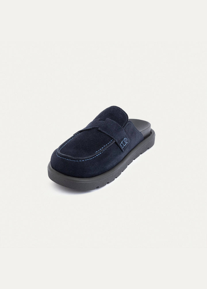 Achilles Suede Slip-On Loafer Mule | Navy Blue