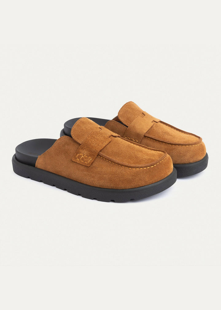 Achilles Suede Slip-On Loafer Mule | Light Brown
