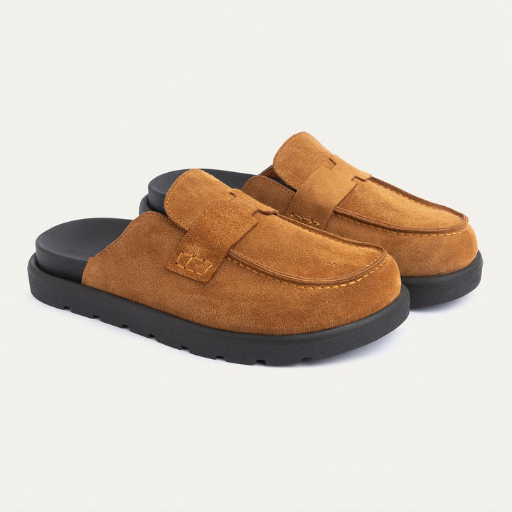 Achilles Suede Slip-On Loafer Mule | Light Brown