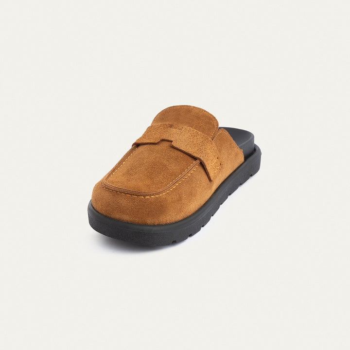 Achilles Suede Slip-On Loafer Mule | Light Brown
