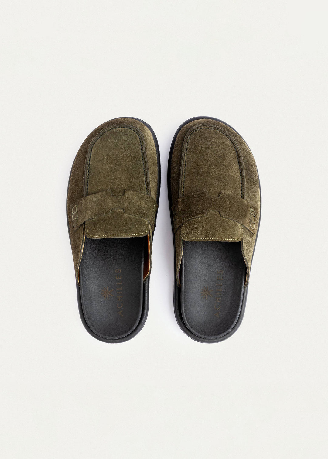 Achilles Suede Slip-On Loafer Mule | Olive