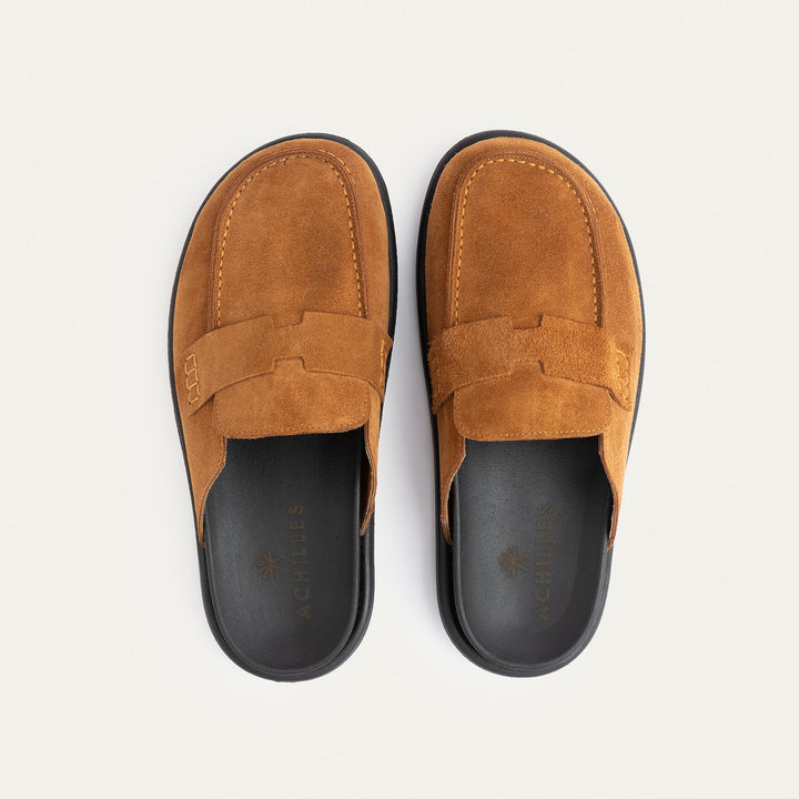 Achilles Suede Slip-On Loafer Mule | Light Brown