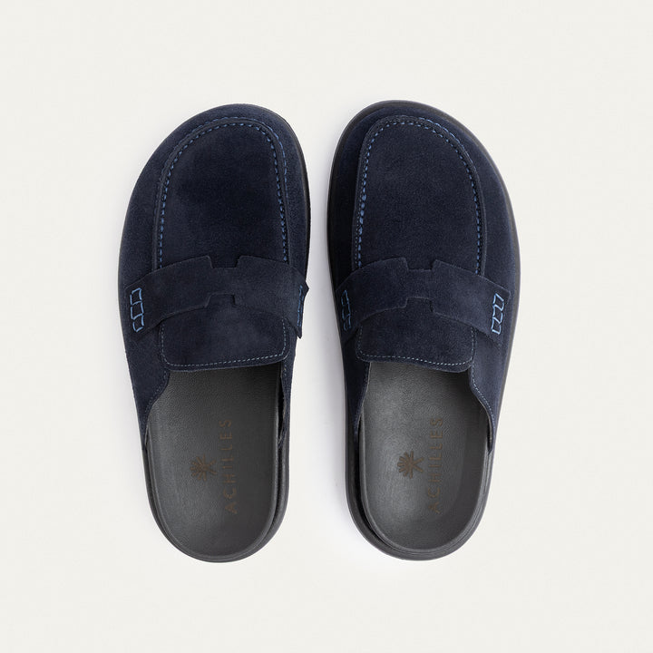 Achilles Suede Slip-On Loafer Mule | Navy Blue