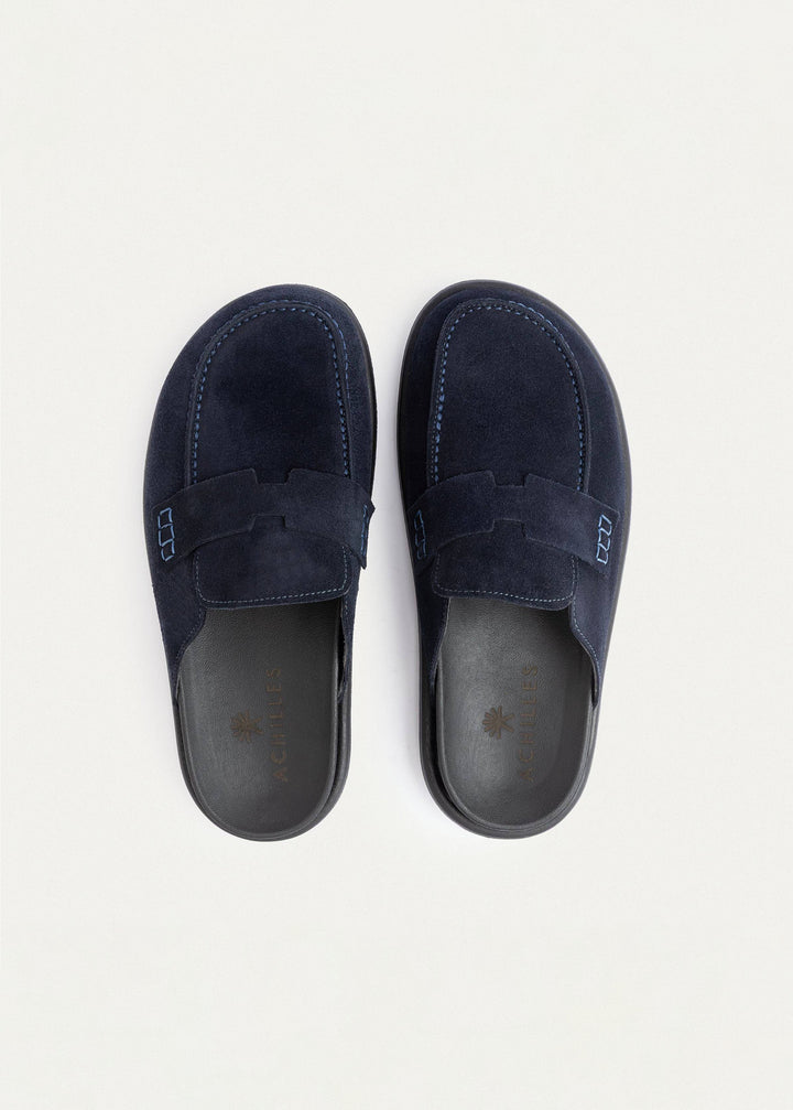 Achilles Suede Slip-On Loafer Mule | Navy Blue