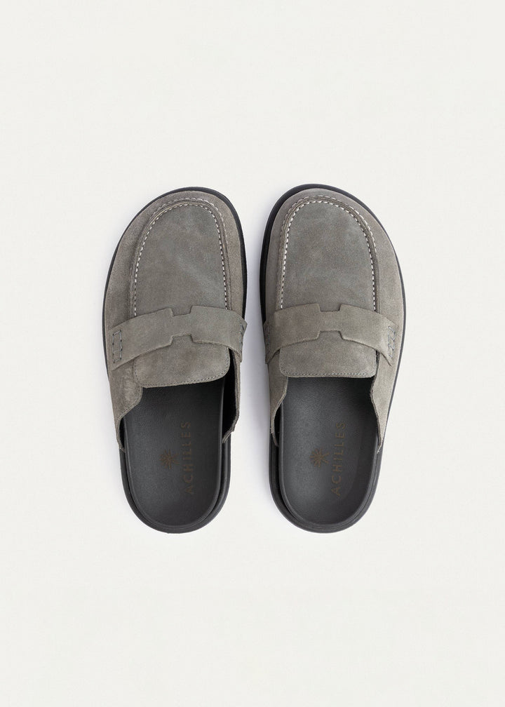 Achilles Suede Slip-On Loafer Mule | Gray