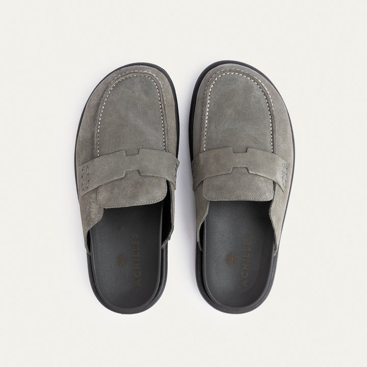 Achilles Suede Slip-On Loafer Mule | Gray