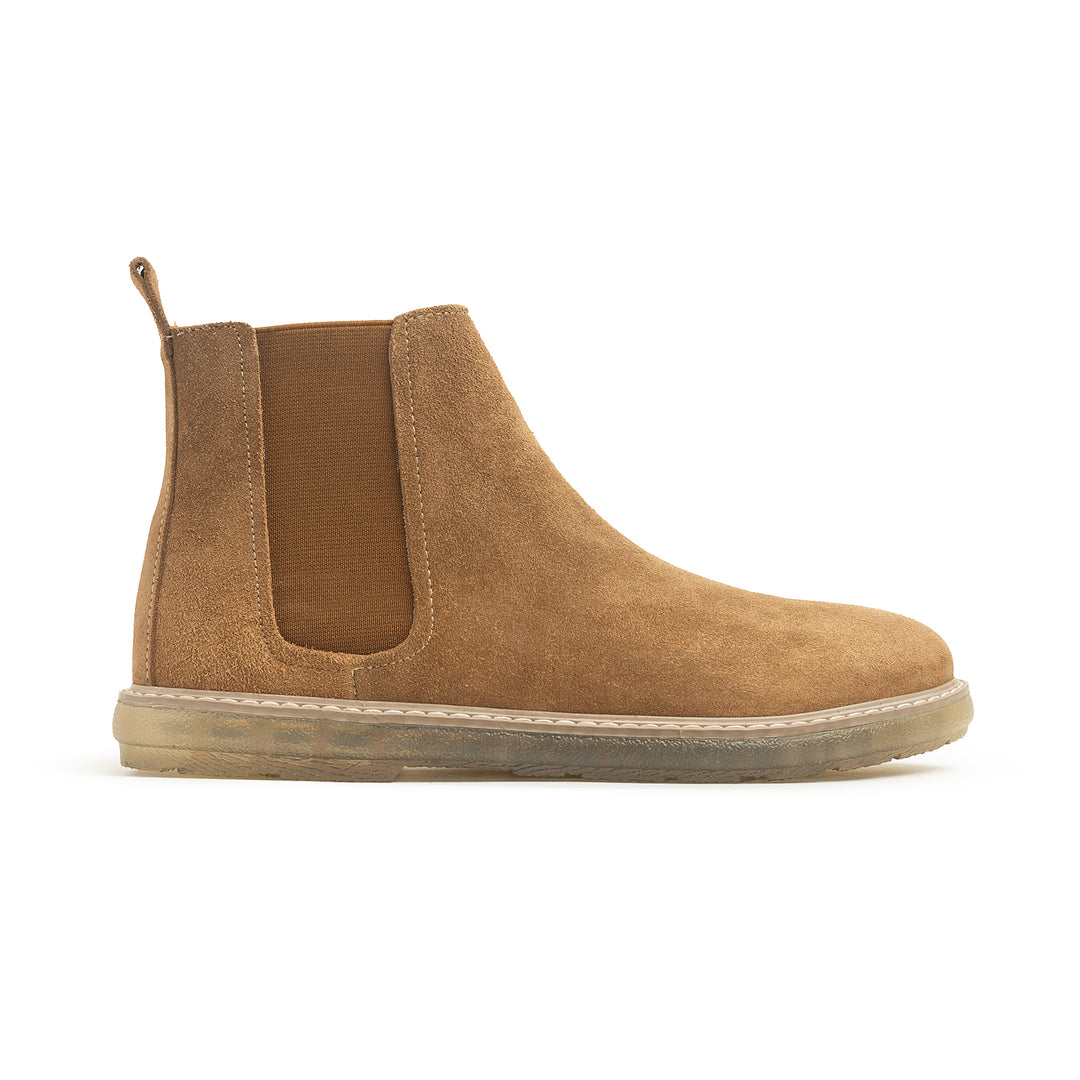 Achilles Plain Suede Chelsea Half Boot - Camel