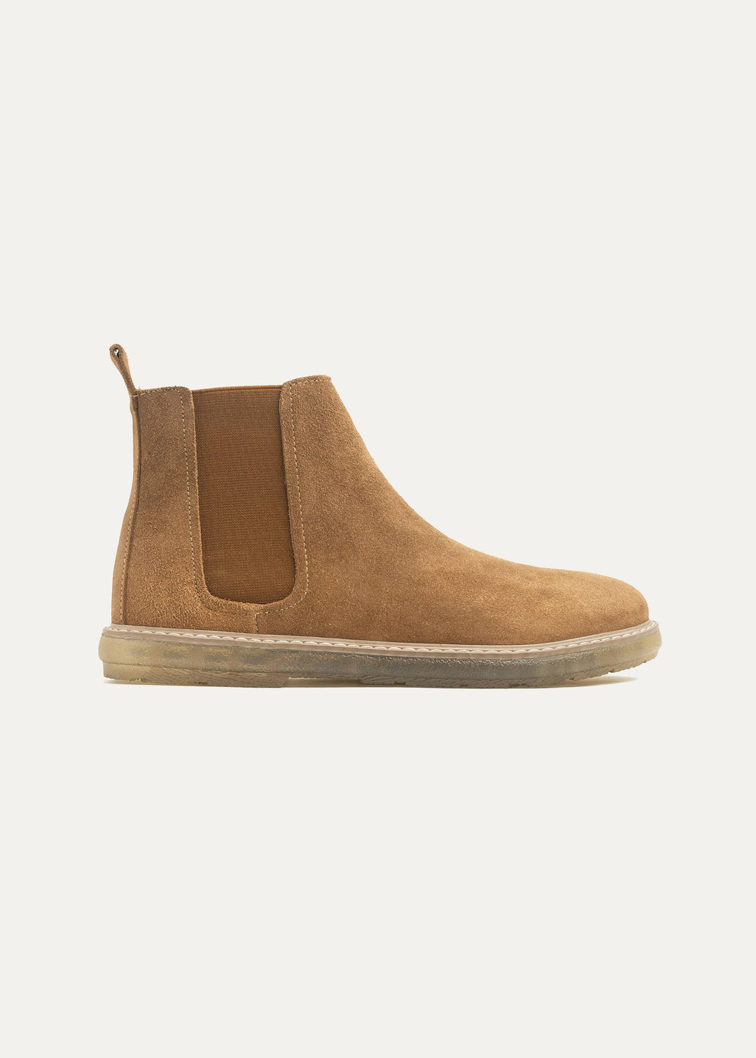 Achilles Plain Suede Chelsea Half Boot - Cafe