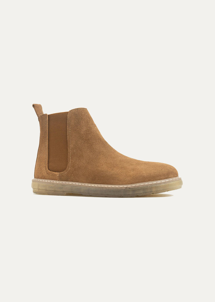 Achilles Plain Suede Chelsea Half Boot - Cafe