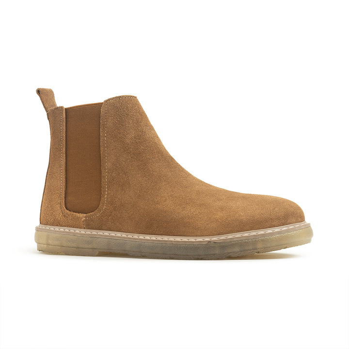 Achilles Plain Suede Chelsea Half Boot - Camel