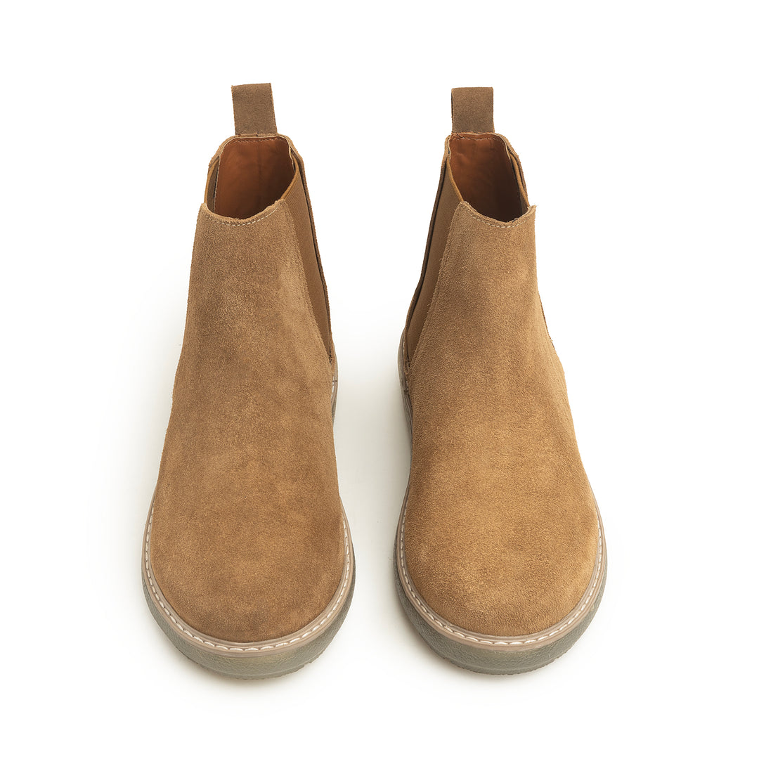 Achilles Plain Suede Chelsea Half Boot - Camel