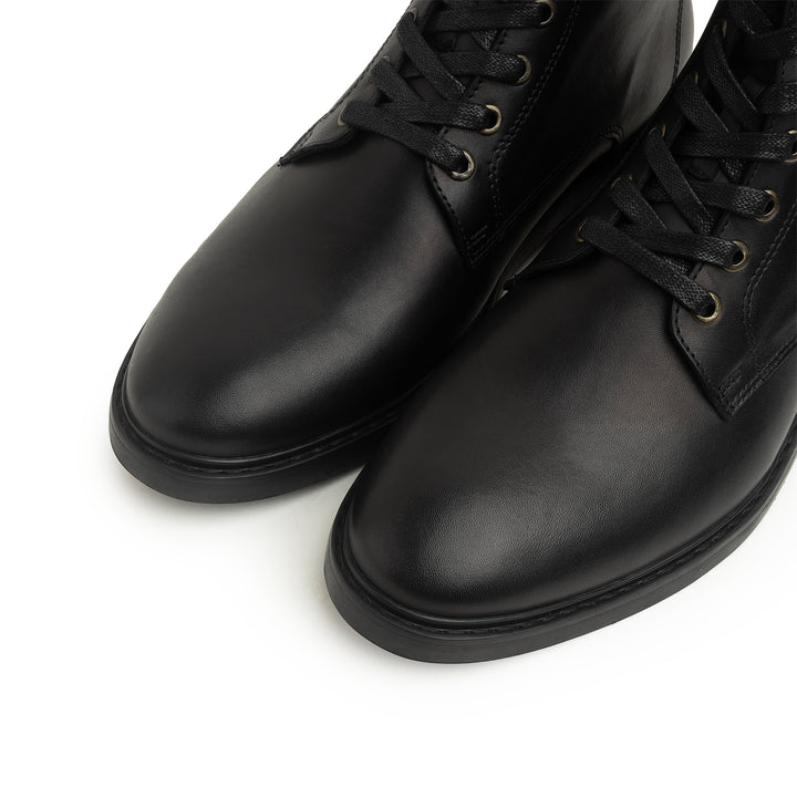 Leather Lace Up Genuine Leather Half Boots | Black