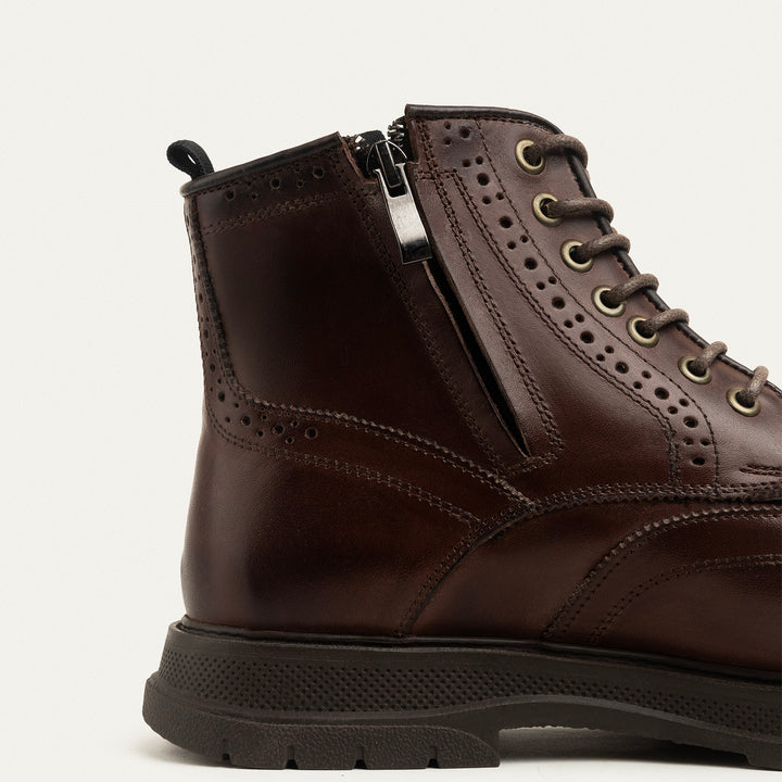 The Classic Brogue Genuine Leather Half Boots - Brown