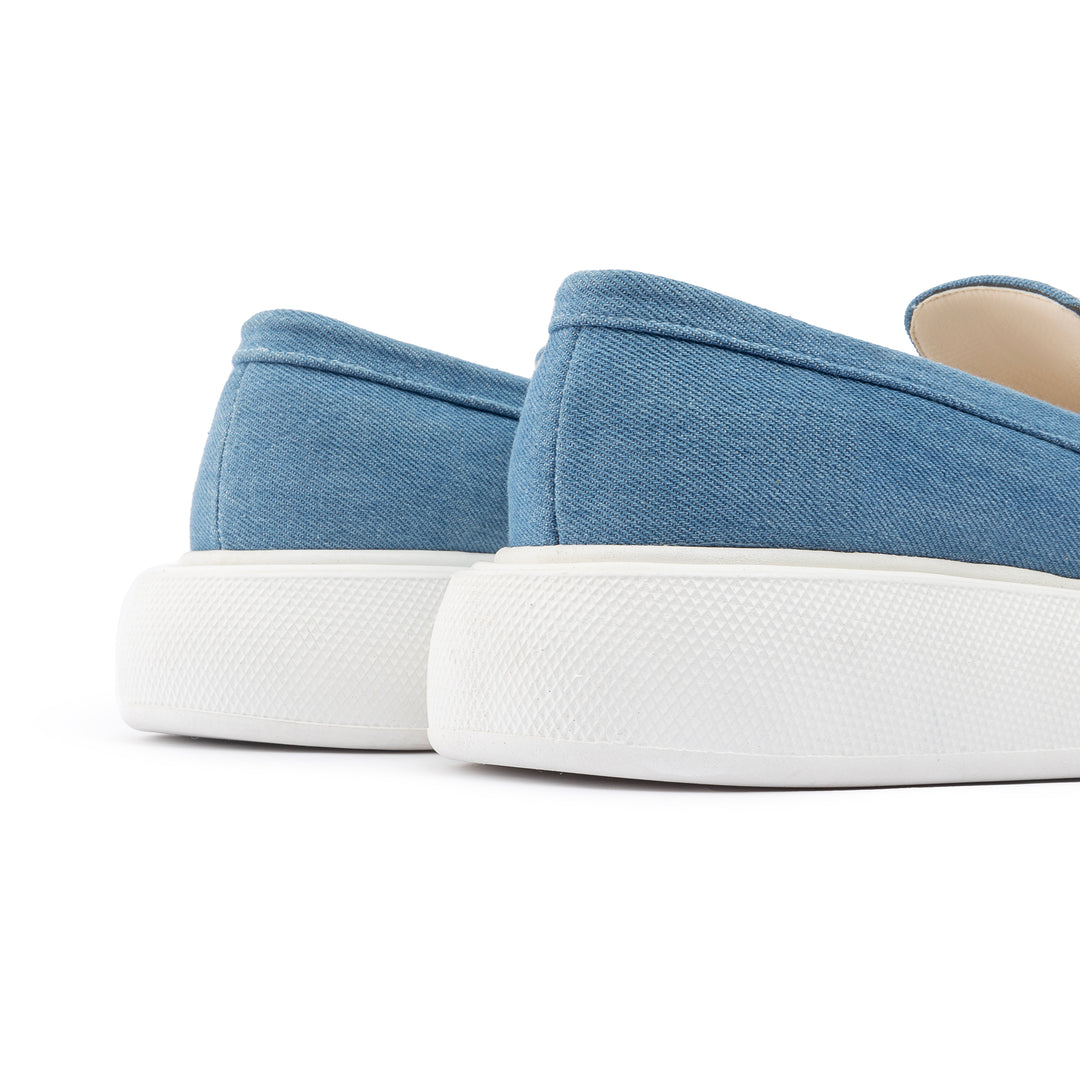 Moc Toe Suede Slip On Sneaker Loafers - Jeans