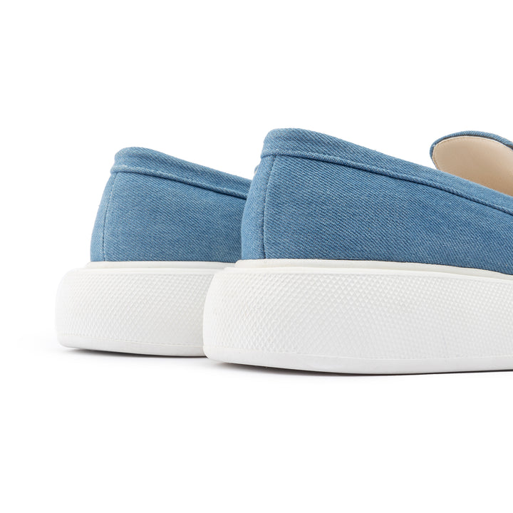 Bow Tie Suede Slip On Sneaker Loafers - Jeans