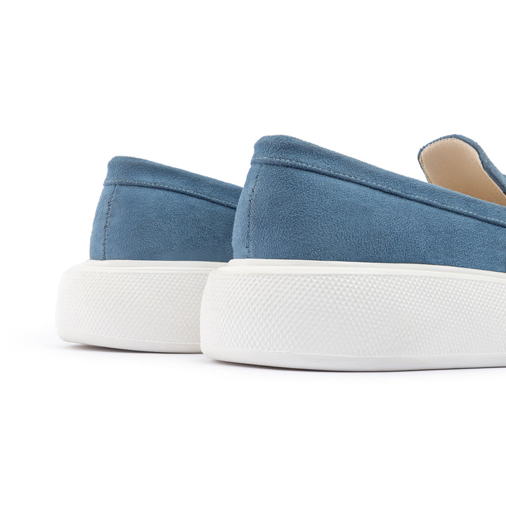 Moc Toe Suede Slip On Sneaker Loafers - Baby Blue