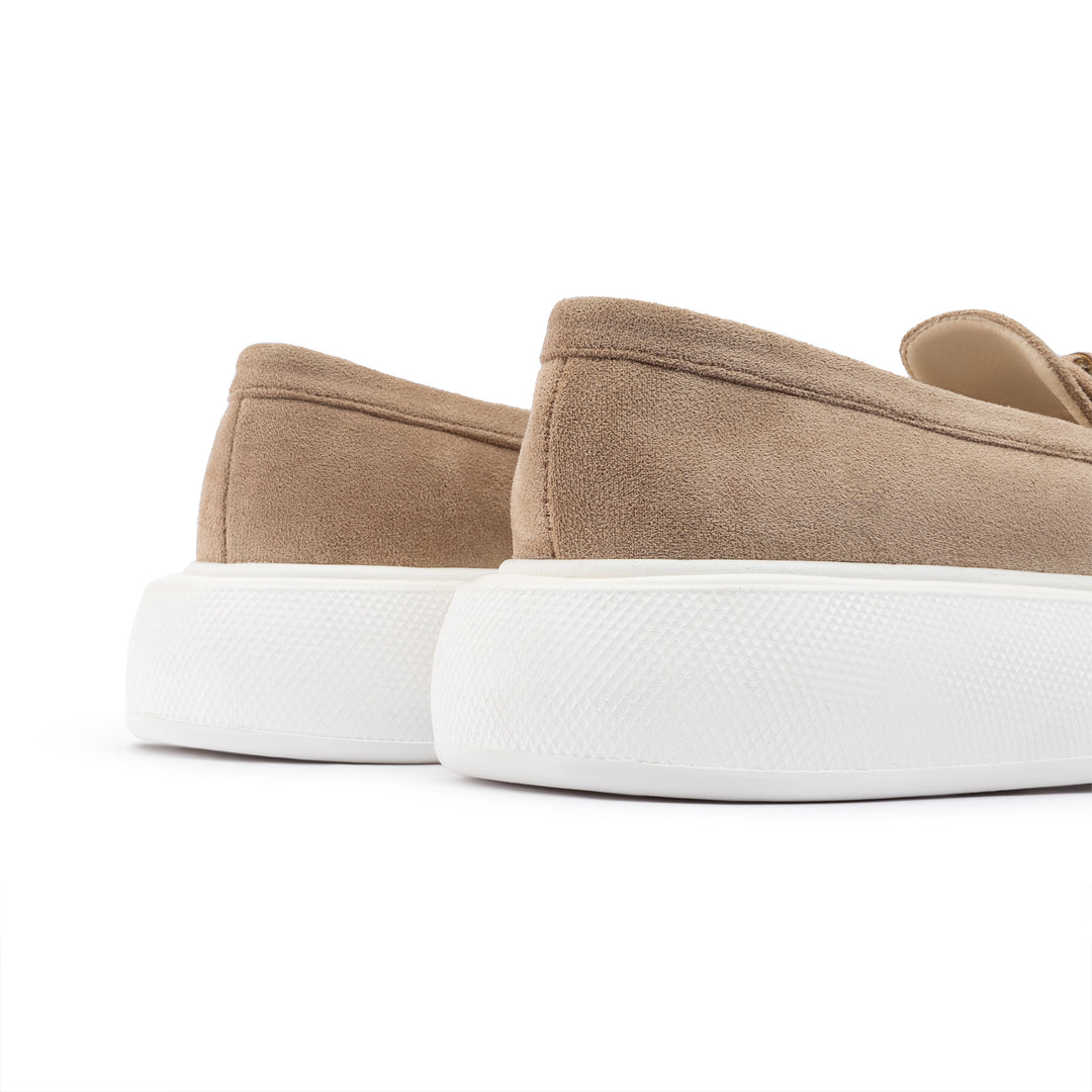 Moc Toe Suede Slip On Sneaker Loafers - Beige