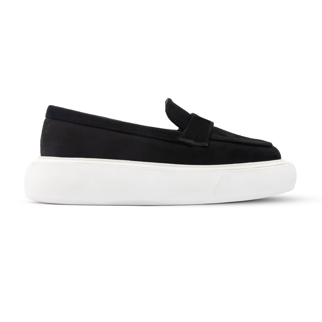 Moc Toe Suede Slip On Sneaker Loafers - Black