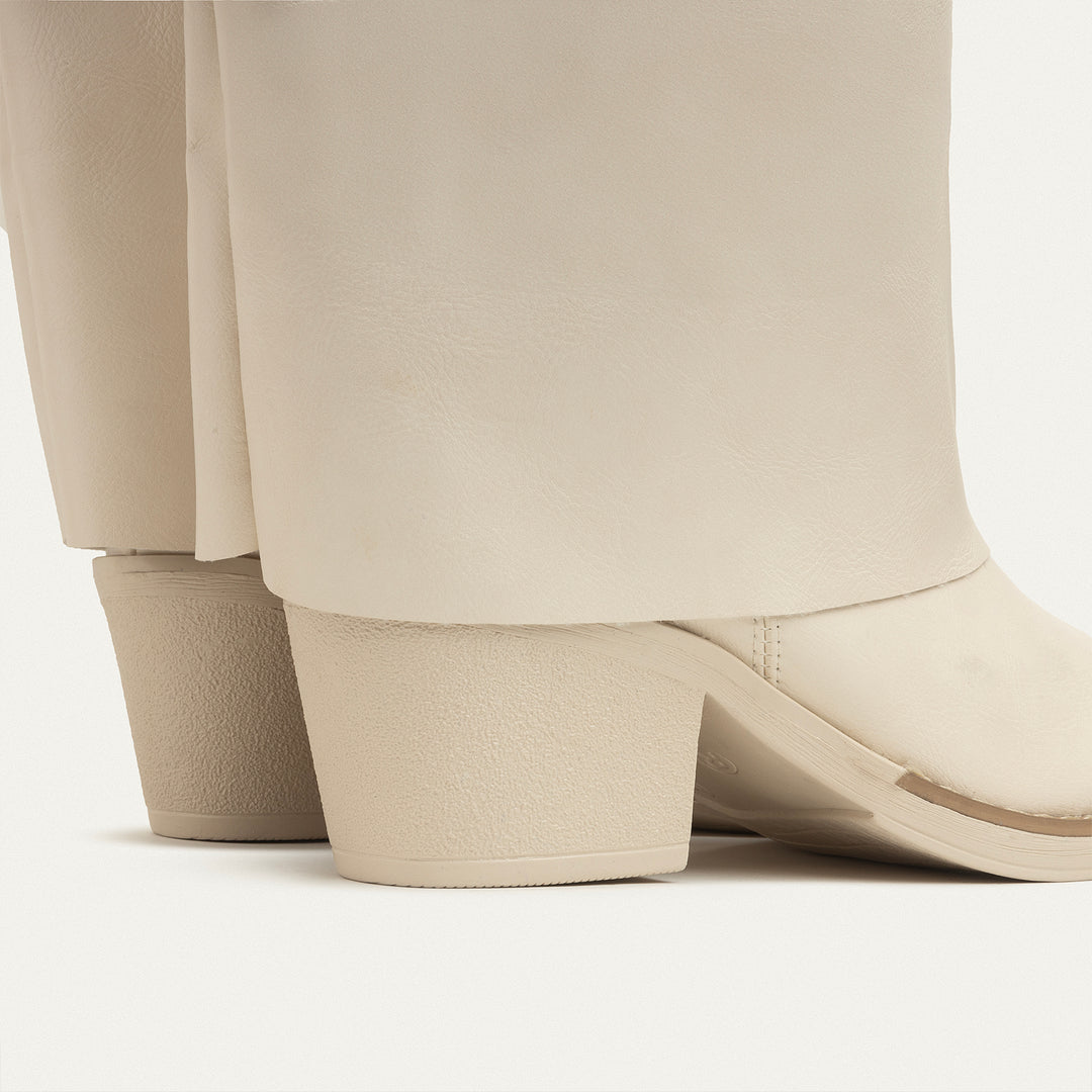 Fold-over knee boots - Beige