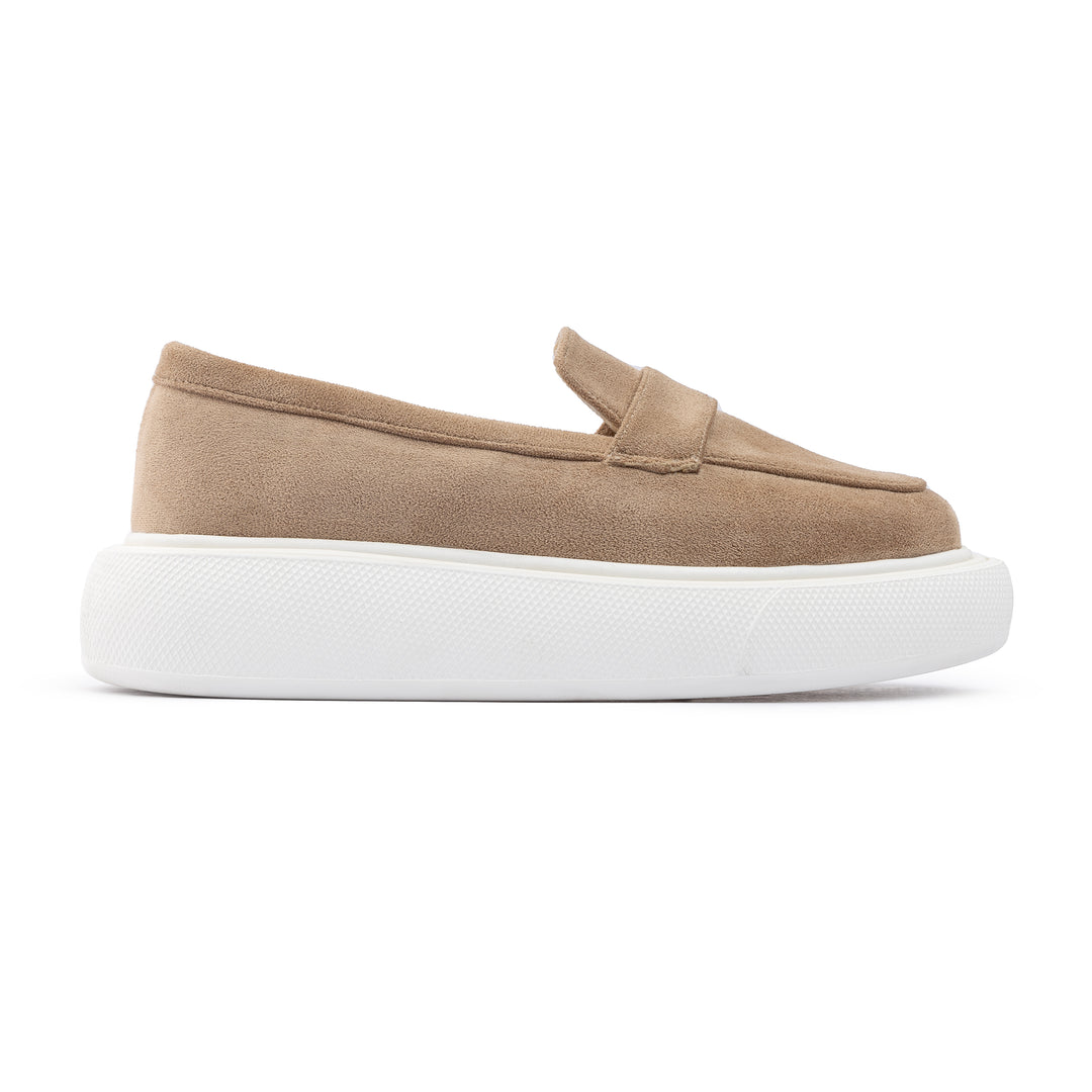 Moc Toe Suede Slip On Sneaker Loafers - Beige