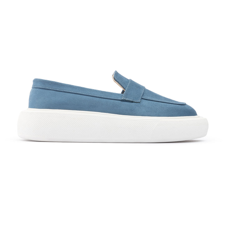 Moc Toe Suede Slip On Sneaker Loafers - Baby Blue