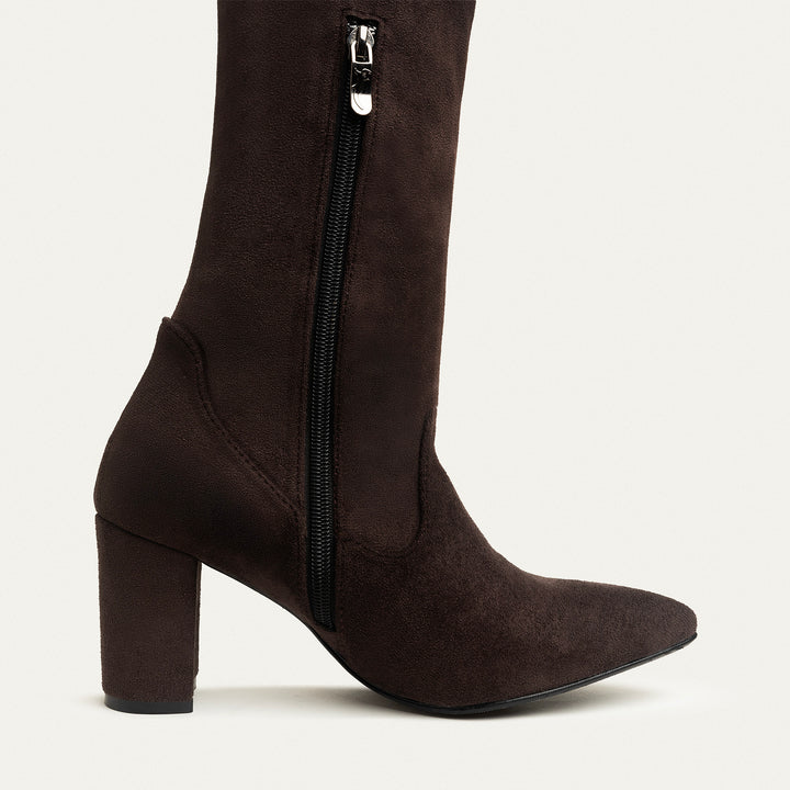 Sophia Suede Over-the-Knee Boots - Brown