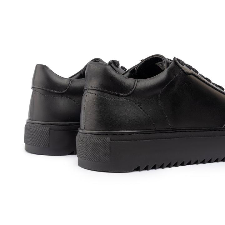 Achilles Zig | Plain Laces Genuine leather Sneakers - Black