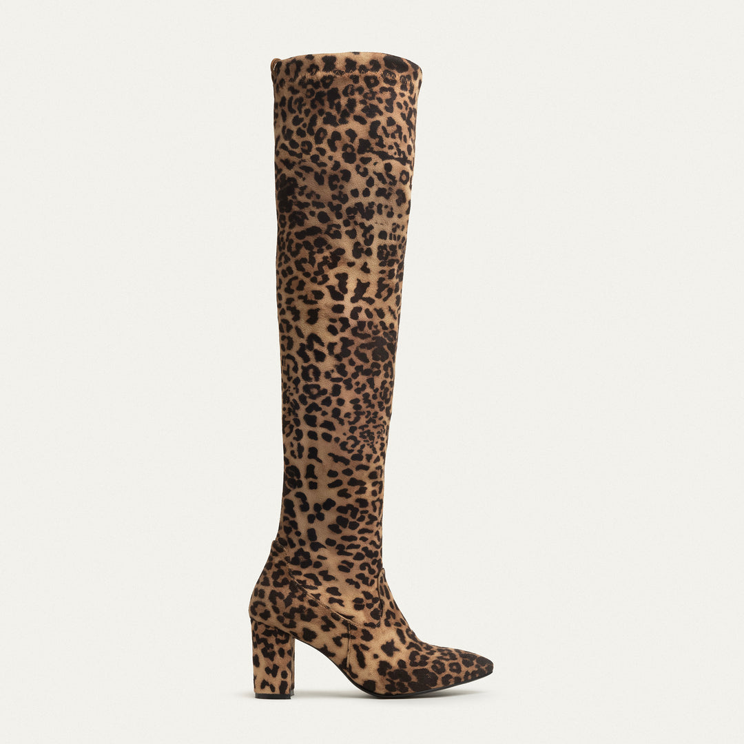 Sophia Suede Over-the-Knee Boots - Leopard