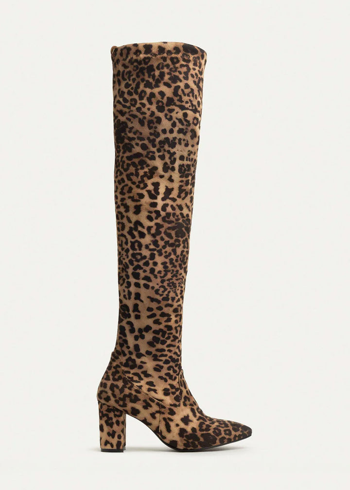 Sophia Suede Over-the-Knee Boots - Leopard