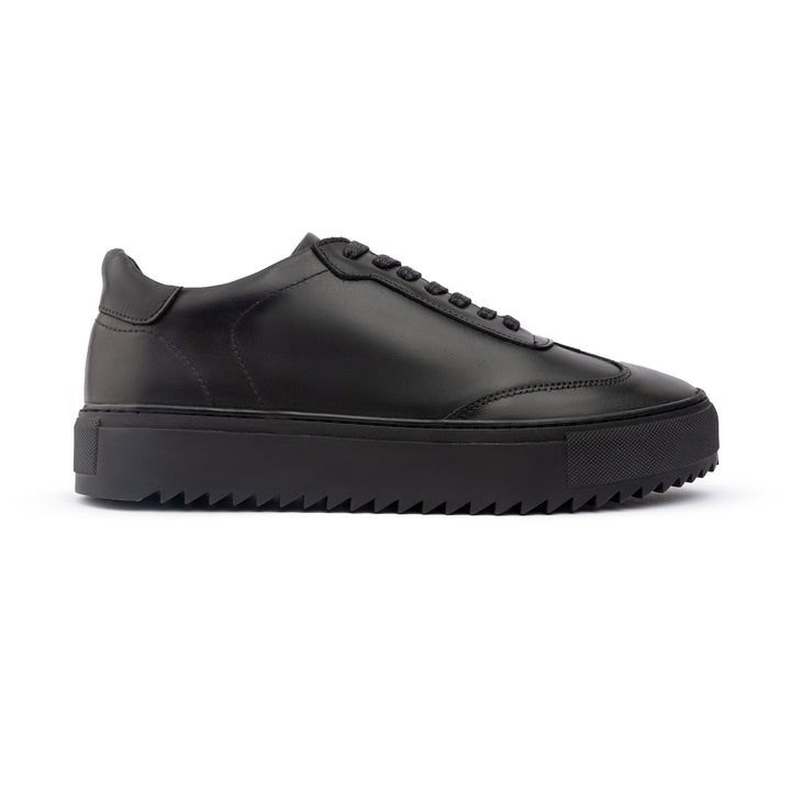 Achilles Zig | Plain Laces Genuine leather Sneakers - Black