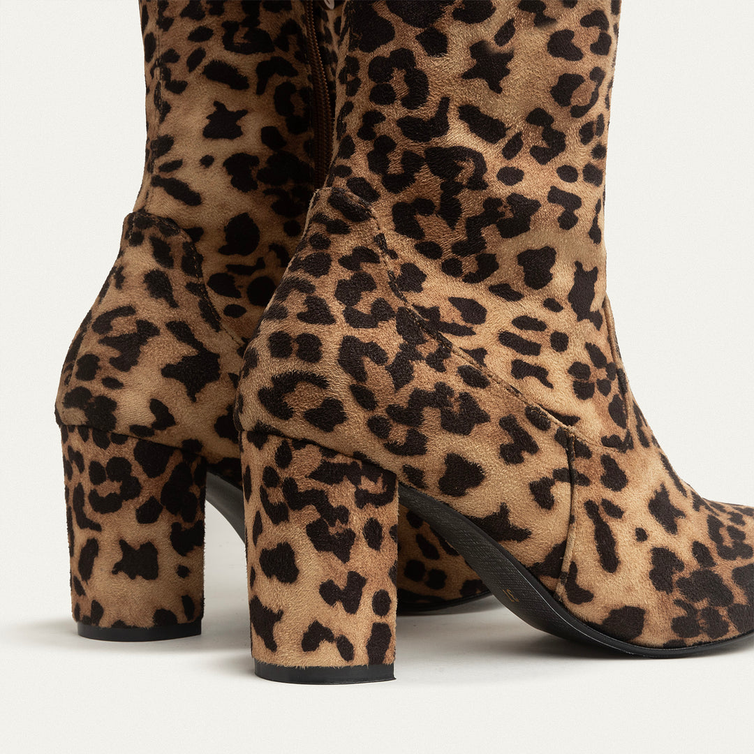 Sophia Suede Over-the-Knee Boots - Leopard