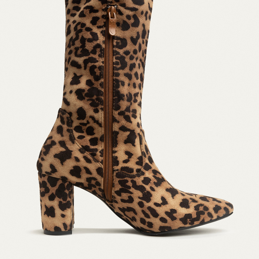 Sophia Suede Over-the-Knee Boots - Leopard