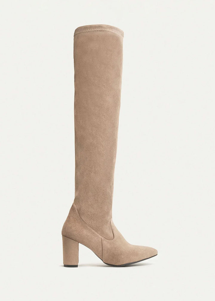 Sophia Suede Over-the-Knee Boots - Beige