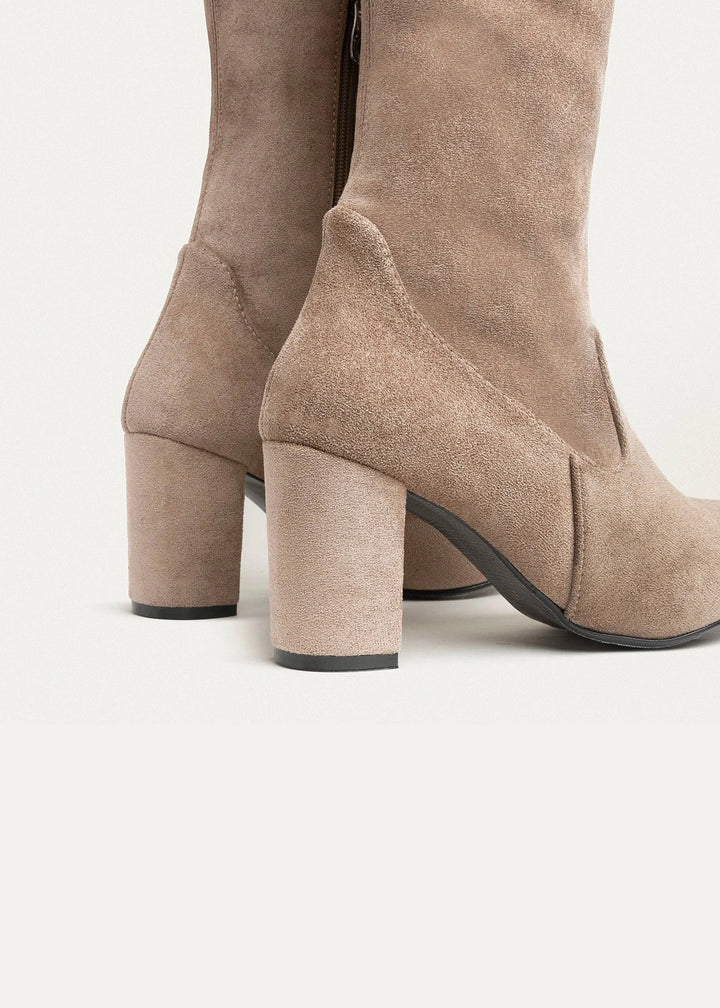 Sophia Suede Over-the-Knee Boots - Beige