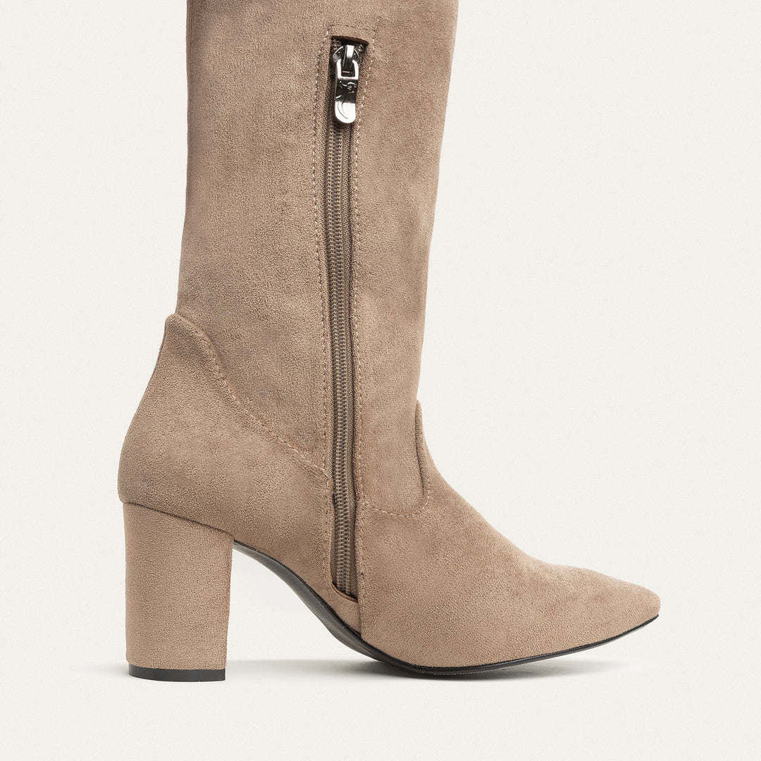 Sophia Suede Over-the-Knee Boots - Beige