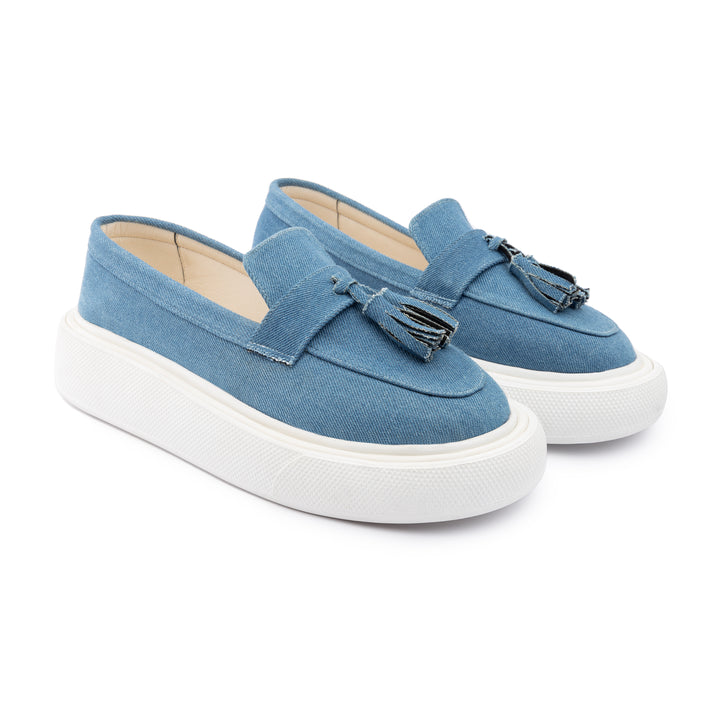 Tassel Suede Slip On Sneaker Loafers - Jeans