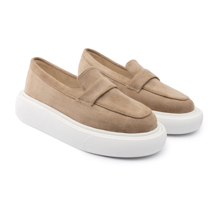 Moc Toe Suede Slip On Sneaker Loafers - Beige