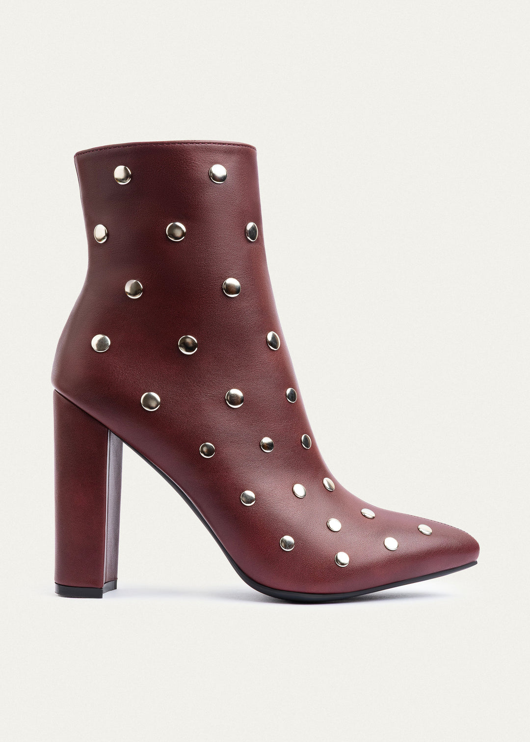 Achilles | Nova Studded Heeled Boots | Burguandy