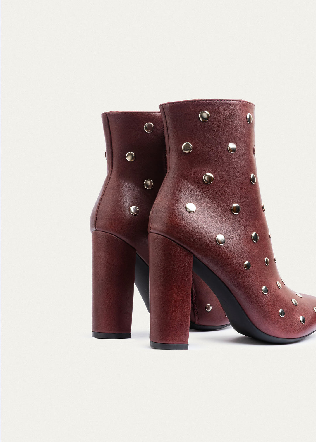 Achilles | Nova Studded Heeled Boots | Burguandy