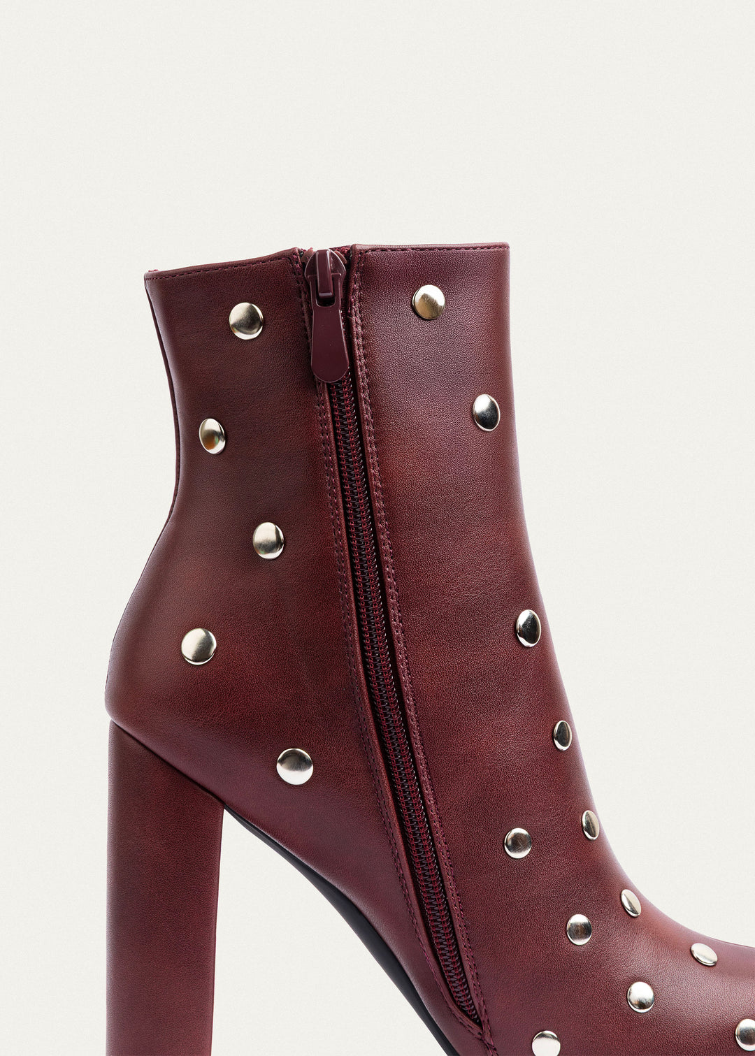 Achilles | Nova Studded Heeled Boots | Burguandy