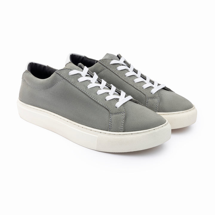 Lace Up Plain Suede Sneakers - Grey