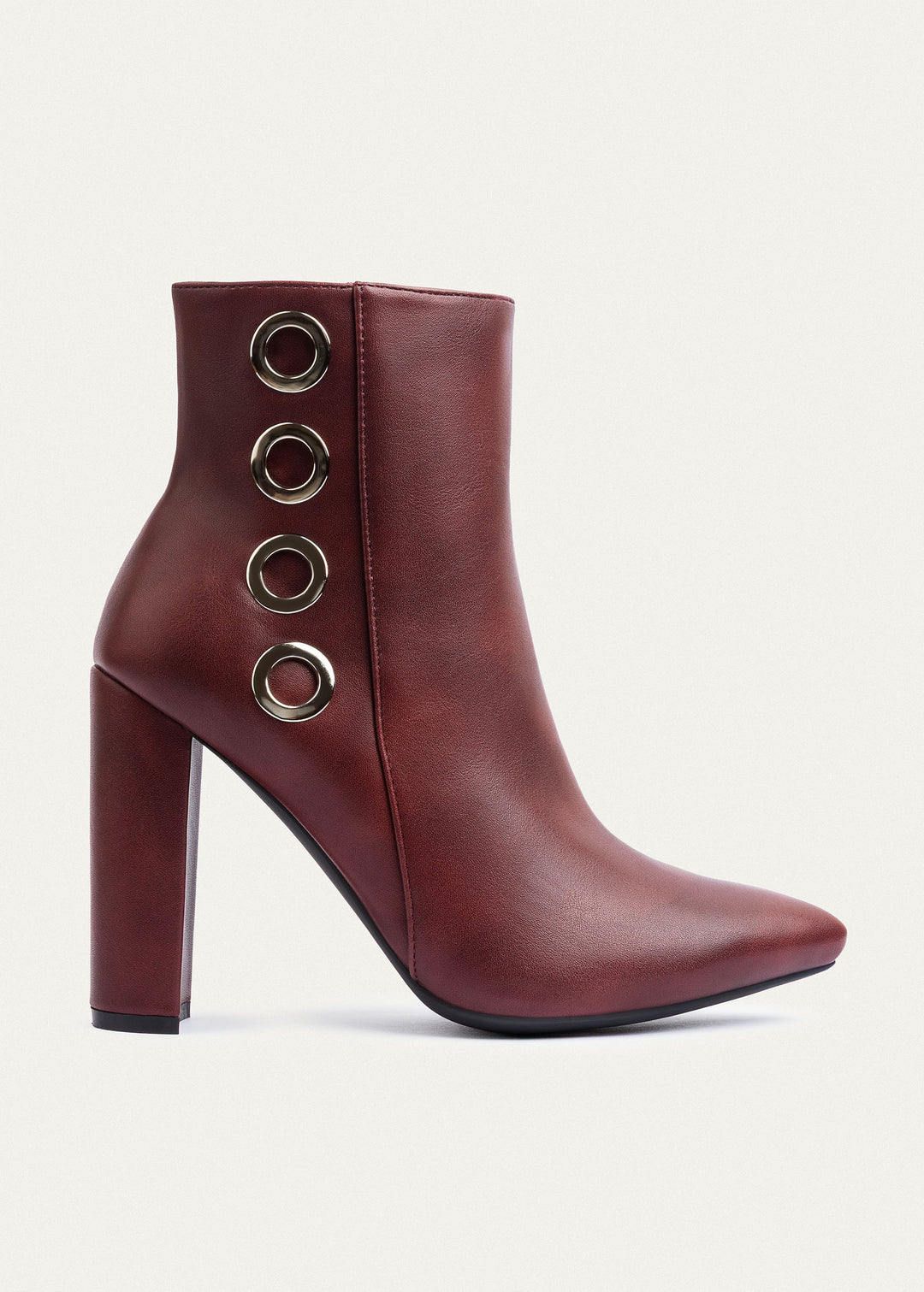 Orion Ringed Heeled Boots | Burgundy