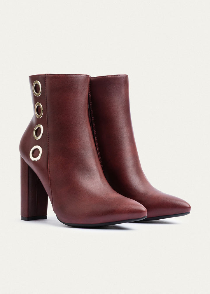Orion Ringed Heeled Boots | Burgundy