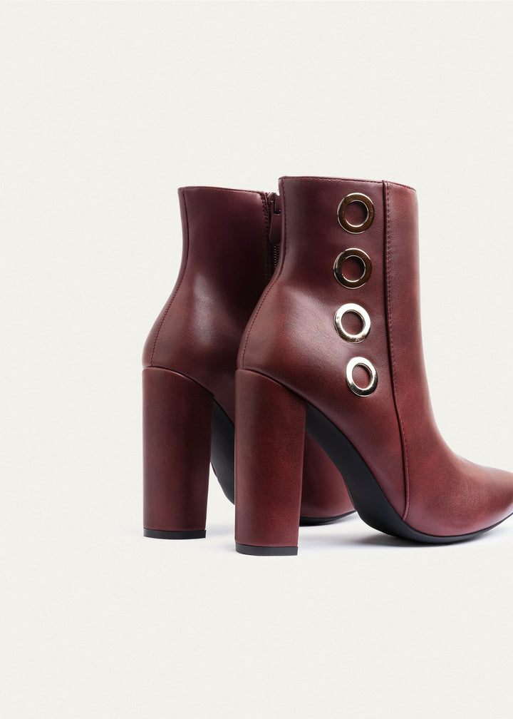 Orion Ringed Heeled Boots | Burgundy