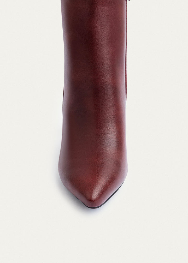 Orion Ringed Heeled Boots | Burgundy