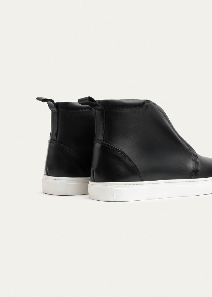 Leather Mid-Top Sneakers | Black