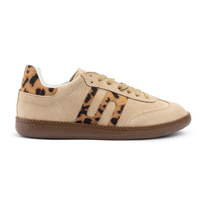 G-Sneakers | Laceup Comfy Sneakers -Leo & Beige