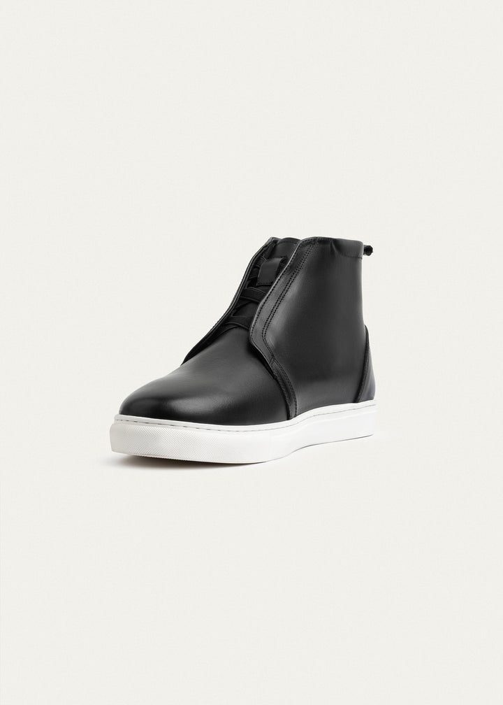 Leather Mid-Top Sneakers | Black